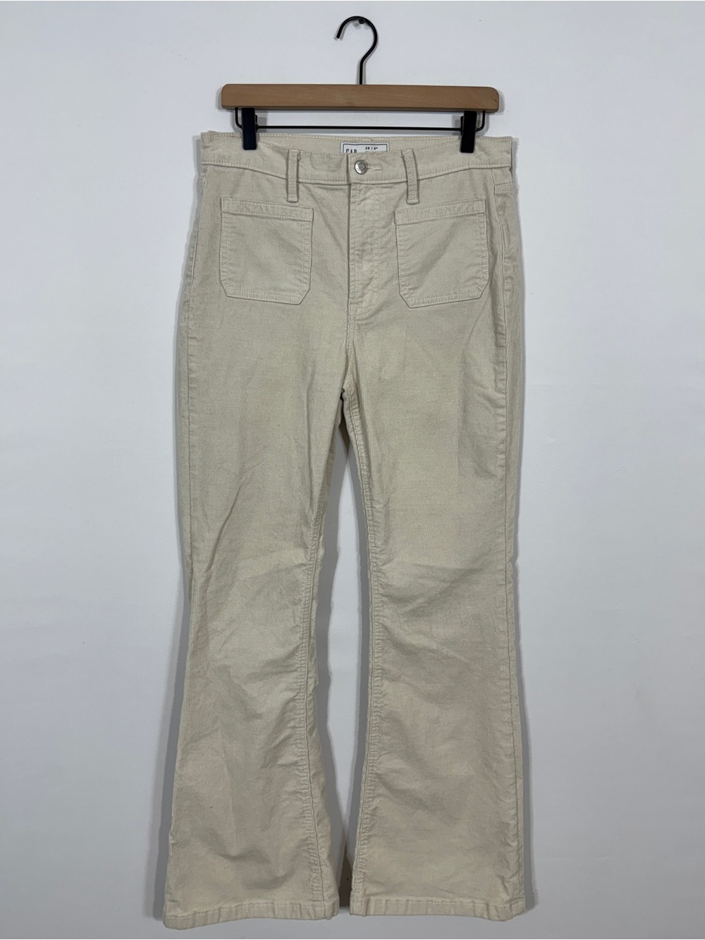 WP151 {GAP} "70s Flare High Rise" Off White Beige Corduroy Jeans Pants